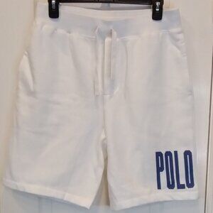 Polo Ralph Lauren Fleece Spellout White Sweat Shorts Size M NWT